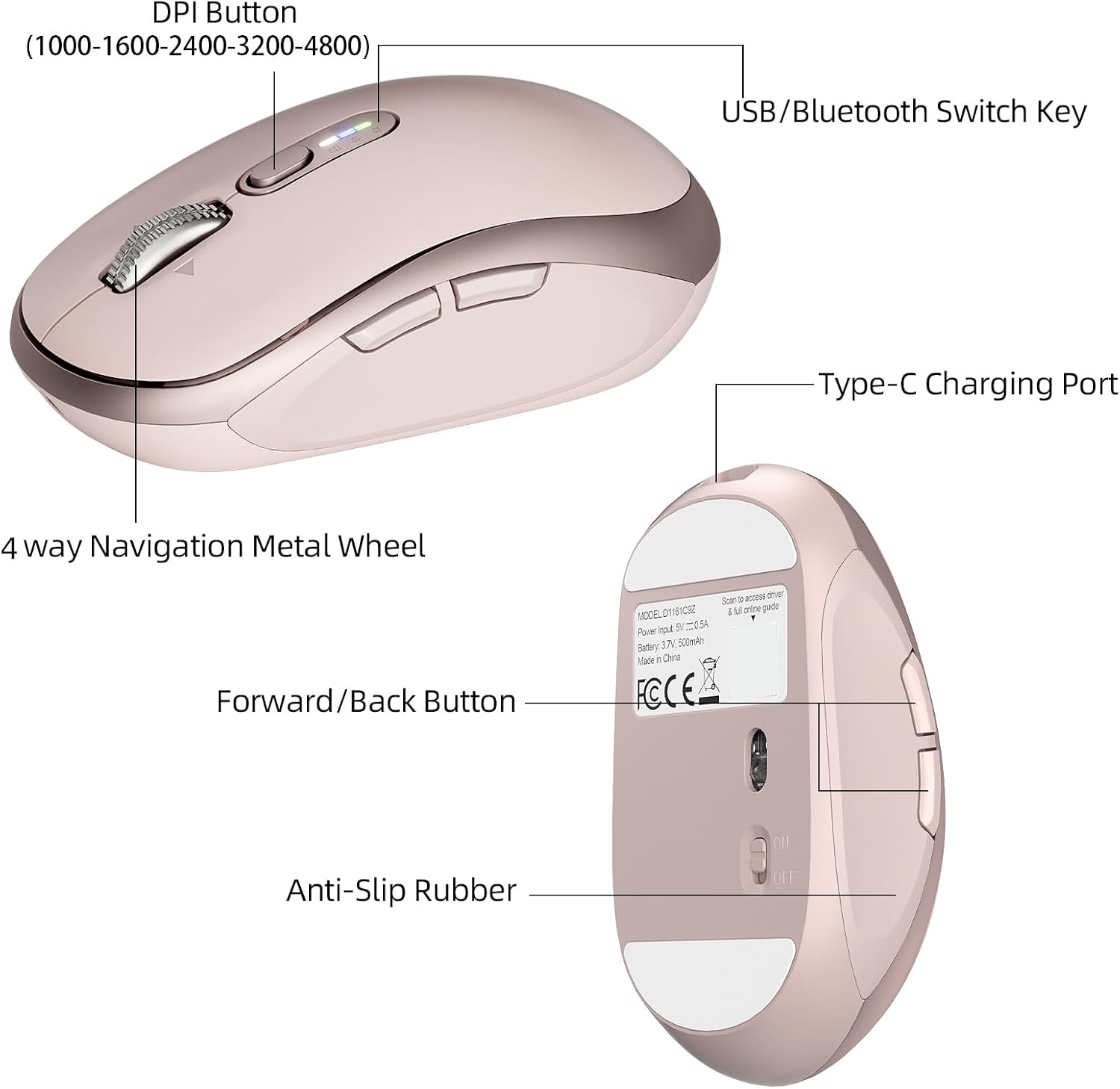 INFINMIND L610 Wireless Mouse, Bluetooth Rechargeable Mouse. 8 61UP+AzPujL. AC SL1500