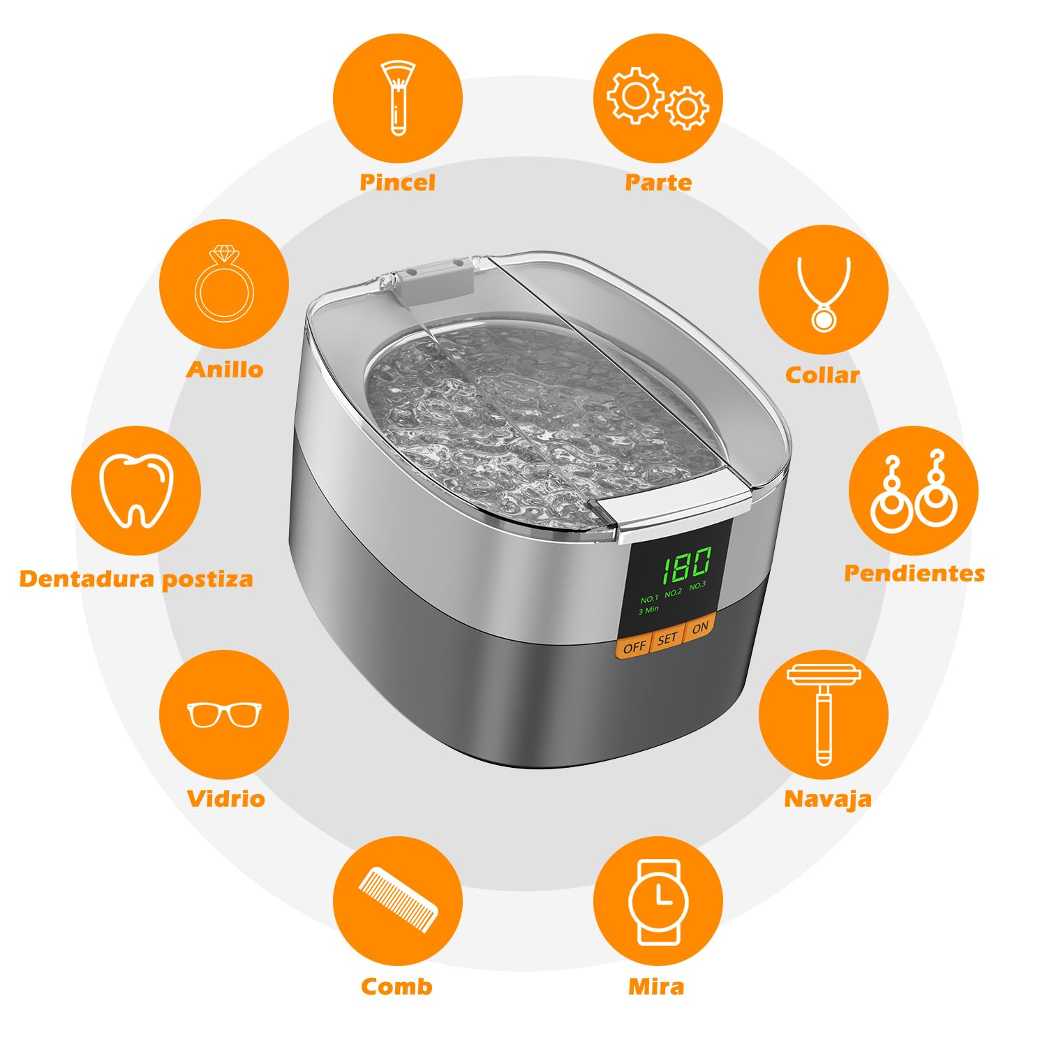 KECOOLKE Limpiador Ultrasónico de Joyas, Limpiador Sónico de 750 ml con Temporizador Digital para Gafas, Anillos, Monedas, Anillos, Cubiertos