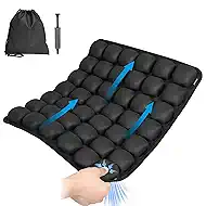 JQinHome Inflatable Seat Cushion with 42 Airbags, Press-Type Airplane Seat Cushion for Long Flights, Portable Travel Cushion, Ergonomic Pressure Relief Pad for Airplane, Car, Office, Wheelchair