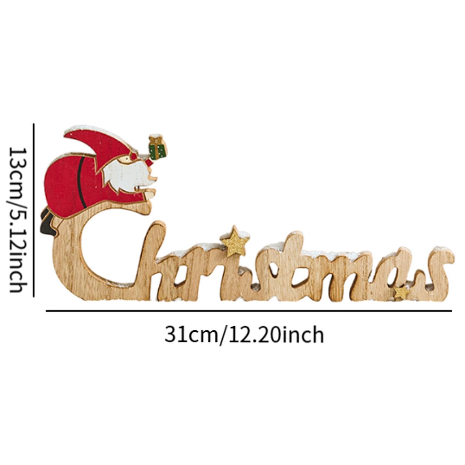 Letrero Navideño con Letras en Inglés, Decoración Navideña, Bonito, Manualidades, Letrero de Madera de Navidad, Adorno de Mesa para Sala de Estar Y of, Style B, Individual