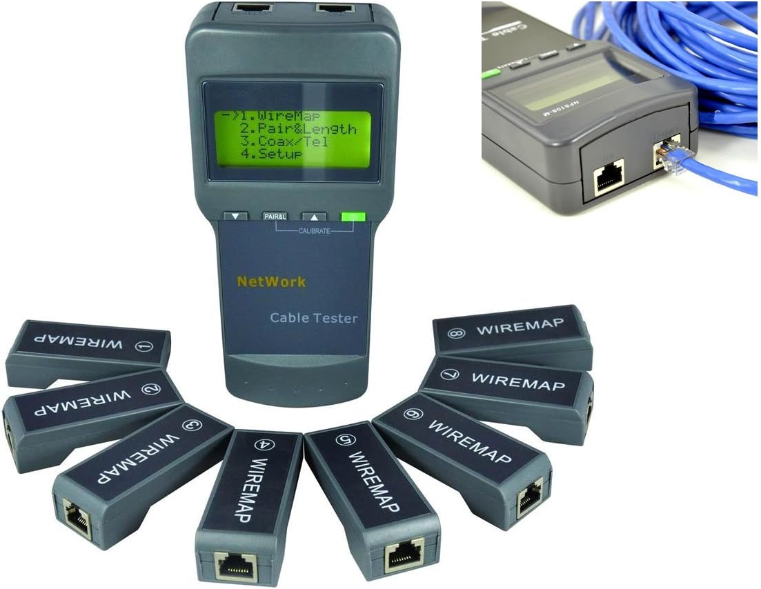 KALEA-INFORMATIQUE Professional tester for RJ45 Ethernet networks. Displays wiring diagram and locates cable faults from origin. With 8 satellites