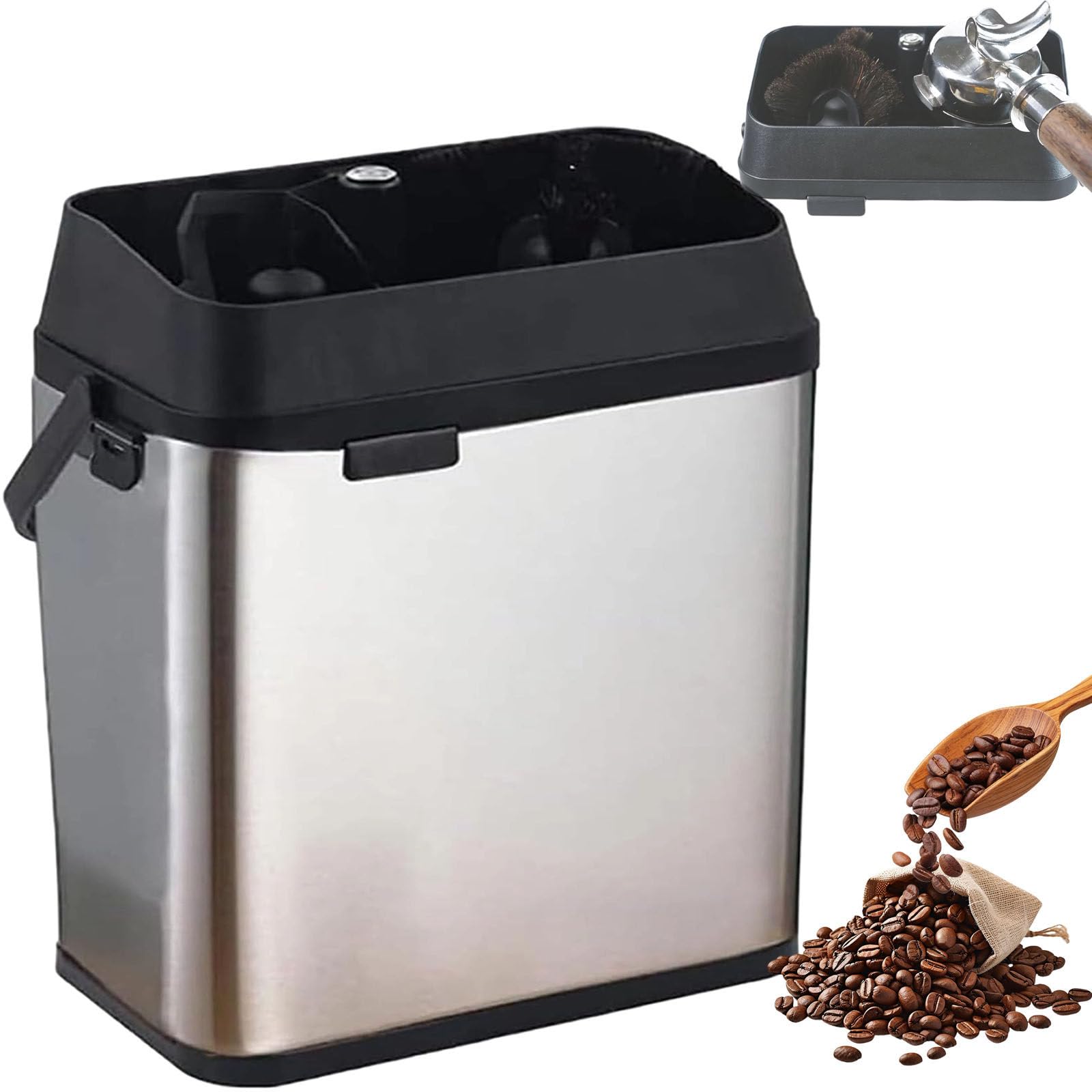 Limpiador EléCtrico De Portafiltros De Café Knock Box, Limpiador De Portafiltros De Café, Incluye 2 Raspadores & 1 Cepillar, Diseñado para Portafiltros De 58 mm