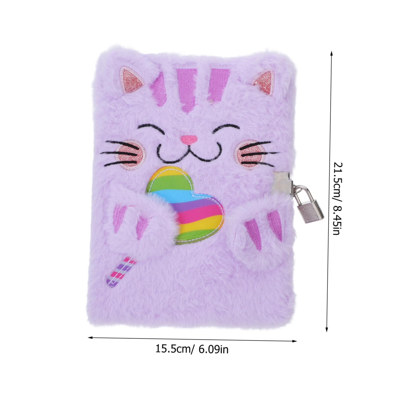 Angoily Charming Cartoon Cat Notebook Plush Memo Book Lock Diary for Boys and Girls Fuzzy Writing Pad Mini Notebook for Girls Diary Supplies Animal Notepad