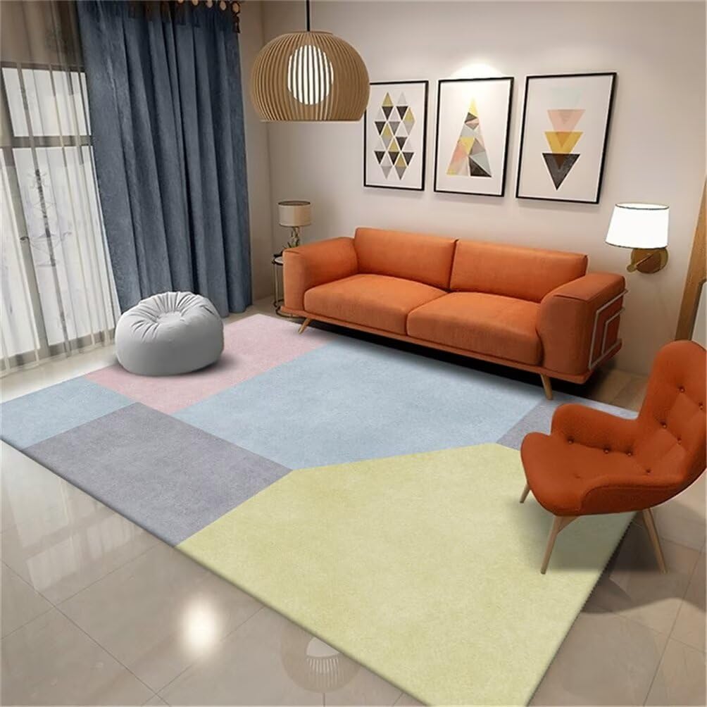 Tapis de chambre garçon bleu et gris 200x250cm pour espace de jeux