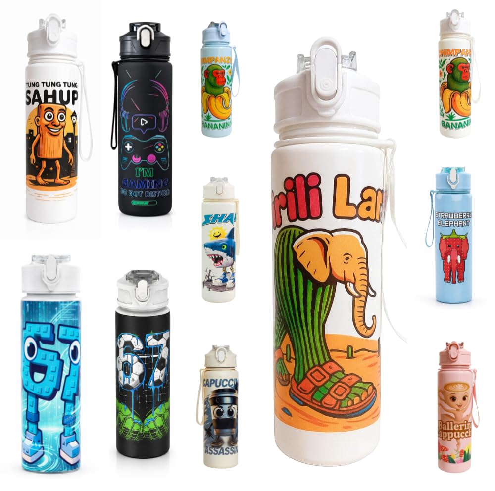Jamaah Everyday Essentials Kids Novelty Cartoon Water Bottle โ Fun Meme Style Design - White Elephant โ image 1