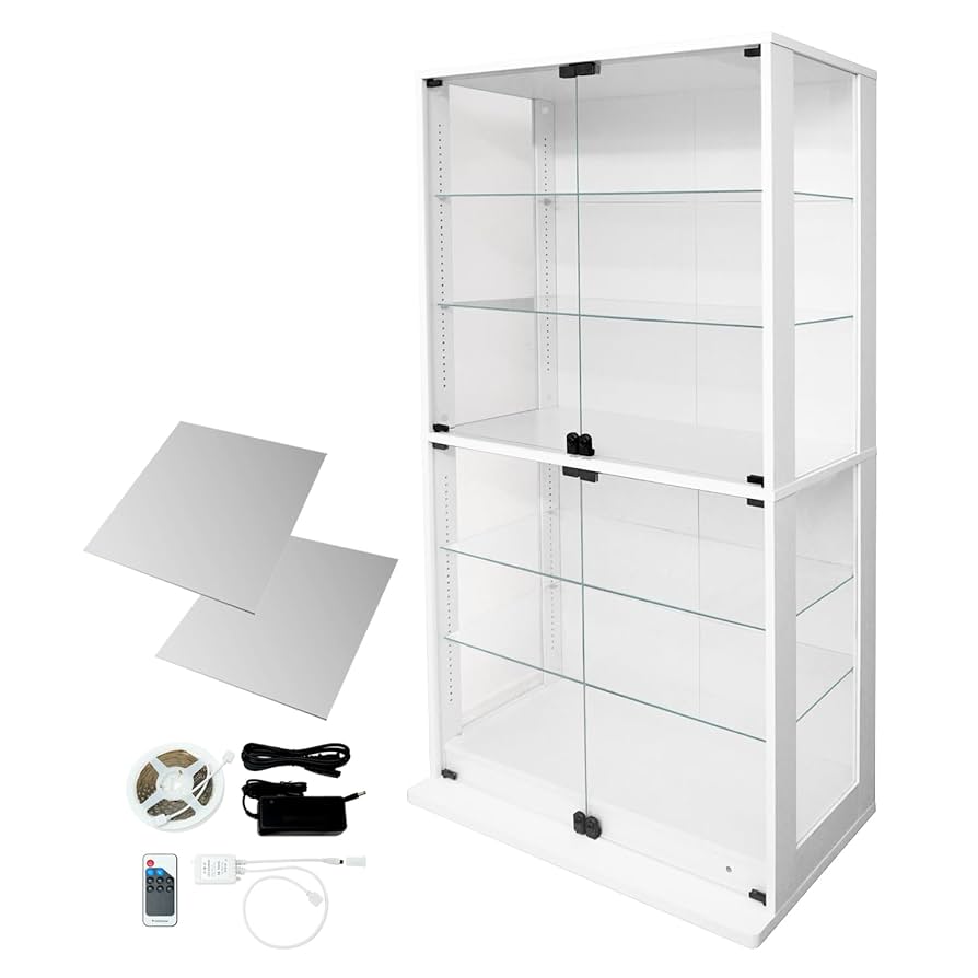 ホワイト ガラスケース ディスプレイケース Amazon.co.jp: 地球家具 コレクションラック DIO 本体 側面