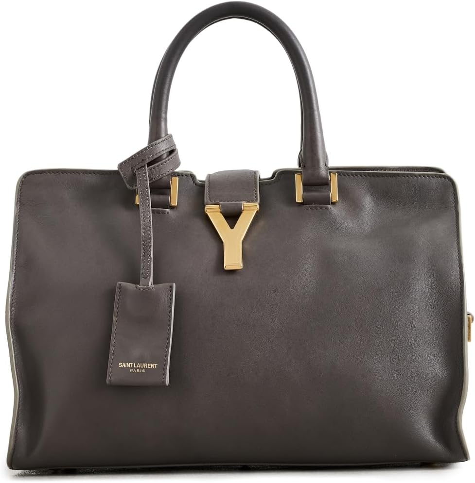 WHAT GOES AROUND COMES AROUND Women's Pre-Loved YSL Grey Calfskin Y Cabas Small Bag