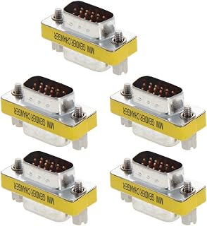 Fielect DB15 VGA Gender Changer 15 Pin Male to Male 3-Row Mini Gender Changer Coupler Adapter Connector for Serial Applications Black Pack of 5