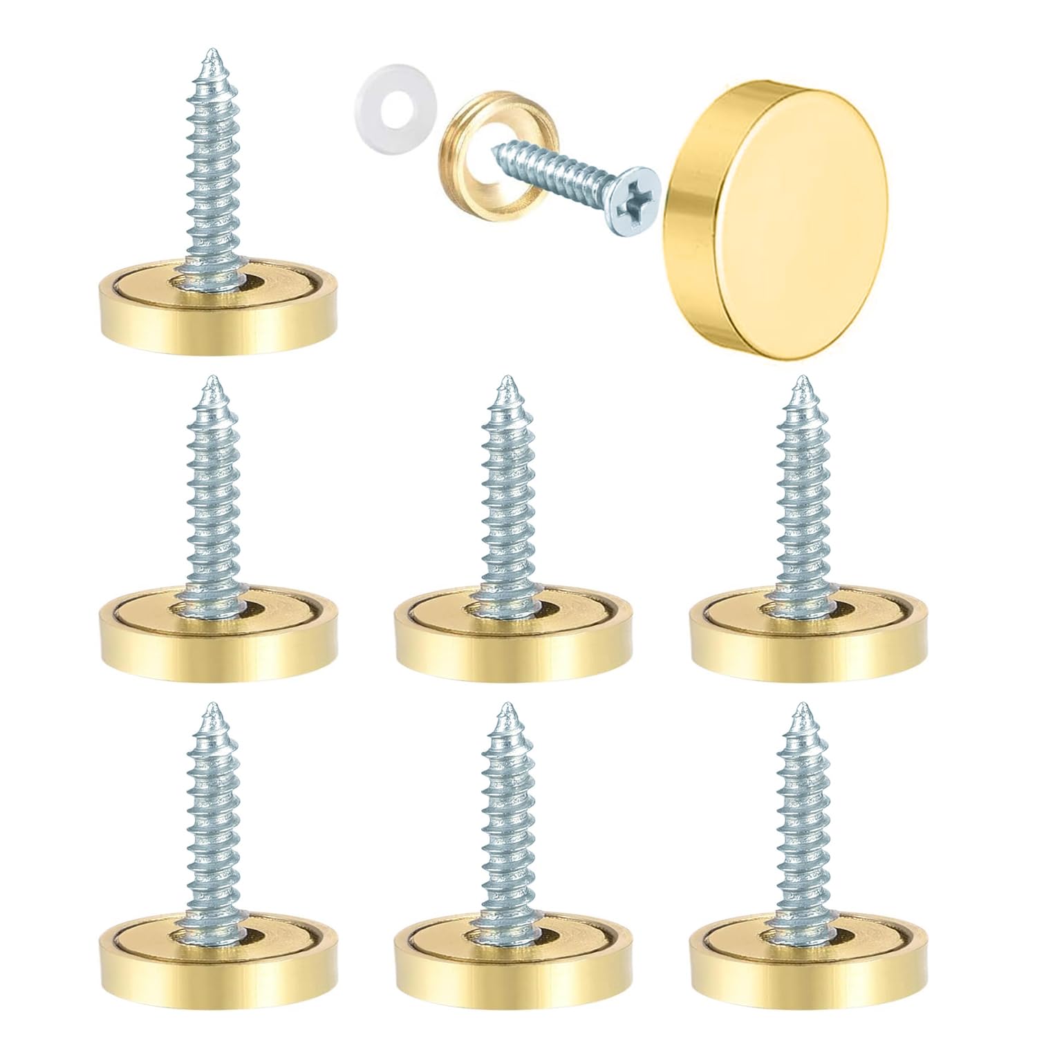 8PCS Juttzzei Brass Mirror Screws Caps, 18mm Brass Decorative Screws with Caps