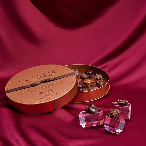 Miniatura 3 de Ethel M.Classic Collection - Surtido de 32 piezas de chocolate negro y leche de primera calidad en caja redonda de cobre, caramelo masticable,