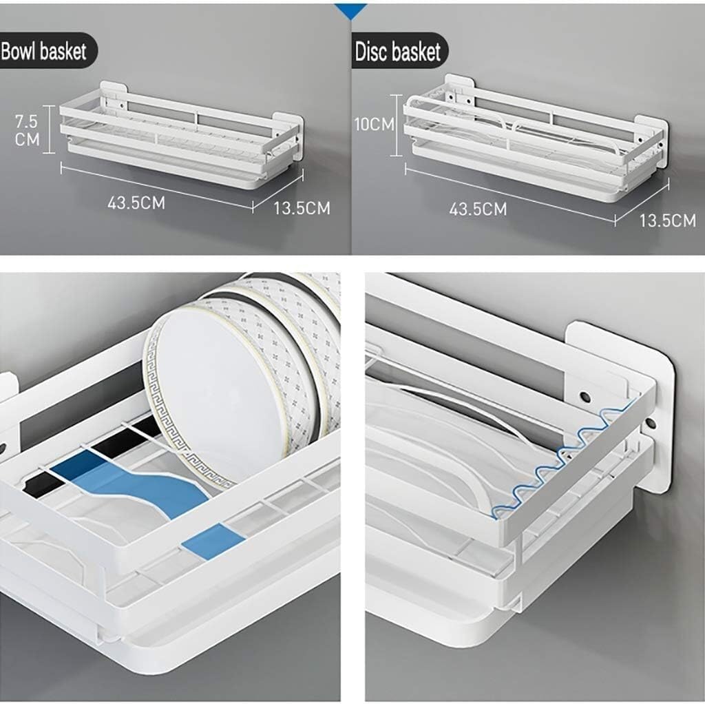 Rejillas de cocina, combinación de rejilla for platos de rejilla de drenaje blanca de acero inoxidable 201 montada en la pared - Instalación perforada.