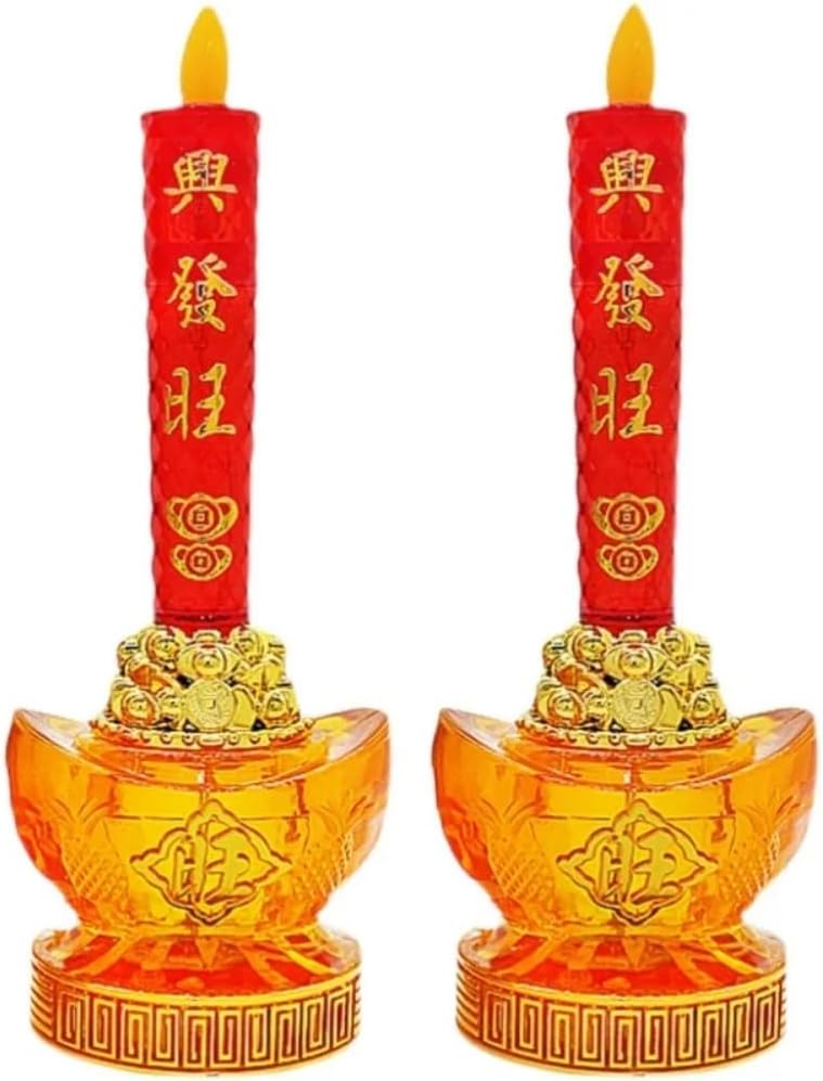 1pair 21cm LED Simulation Flame Candle Lamp Buddhist Electric Candle Light