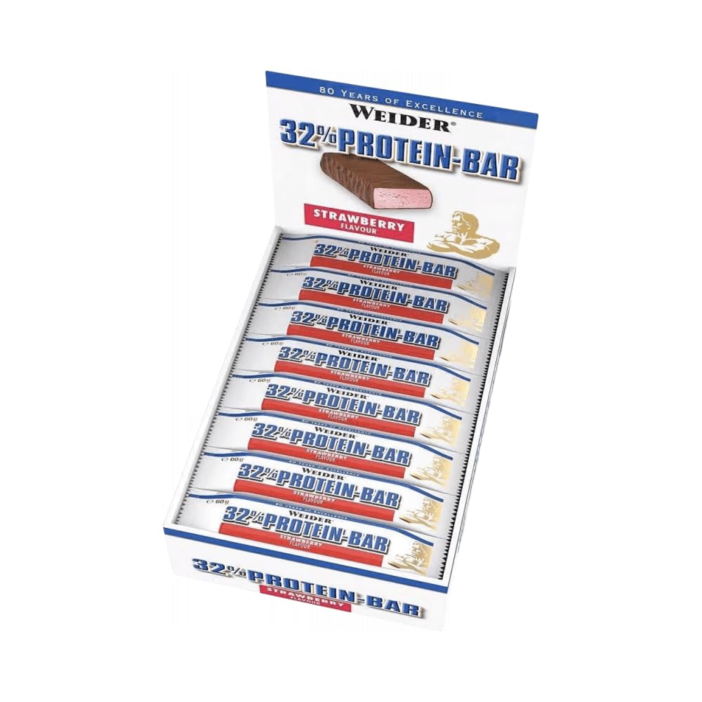 WEIDER 32% High Protein Bar, Baretta Proteica al gusto di Fragola, 12 x 60 g