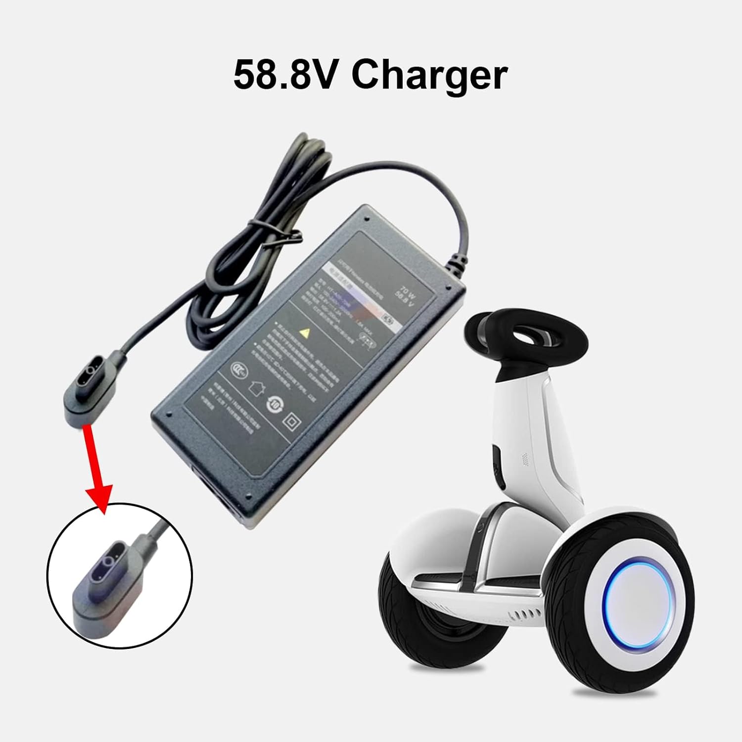 70W 58.8 Volt Charger for Segway Ninebot S-Plus & Segway Ninebot Super Scooter GT1 & GT2 Electric Super Scooter