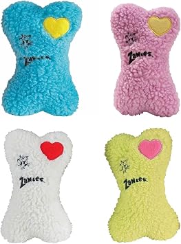 Zanies Embroidered Berber Bones Quality Made Soft Bone Squeaker Toys for Dogs Dog ToyFull Set - All 4 Toys