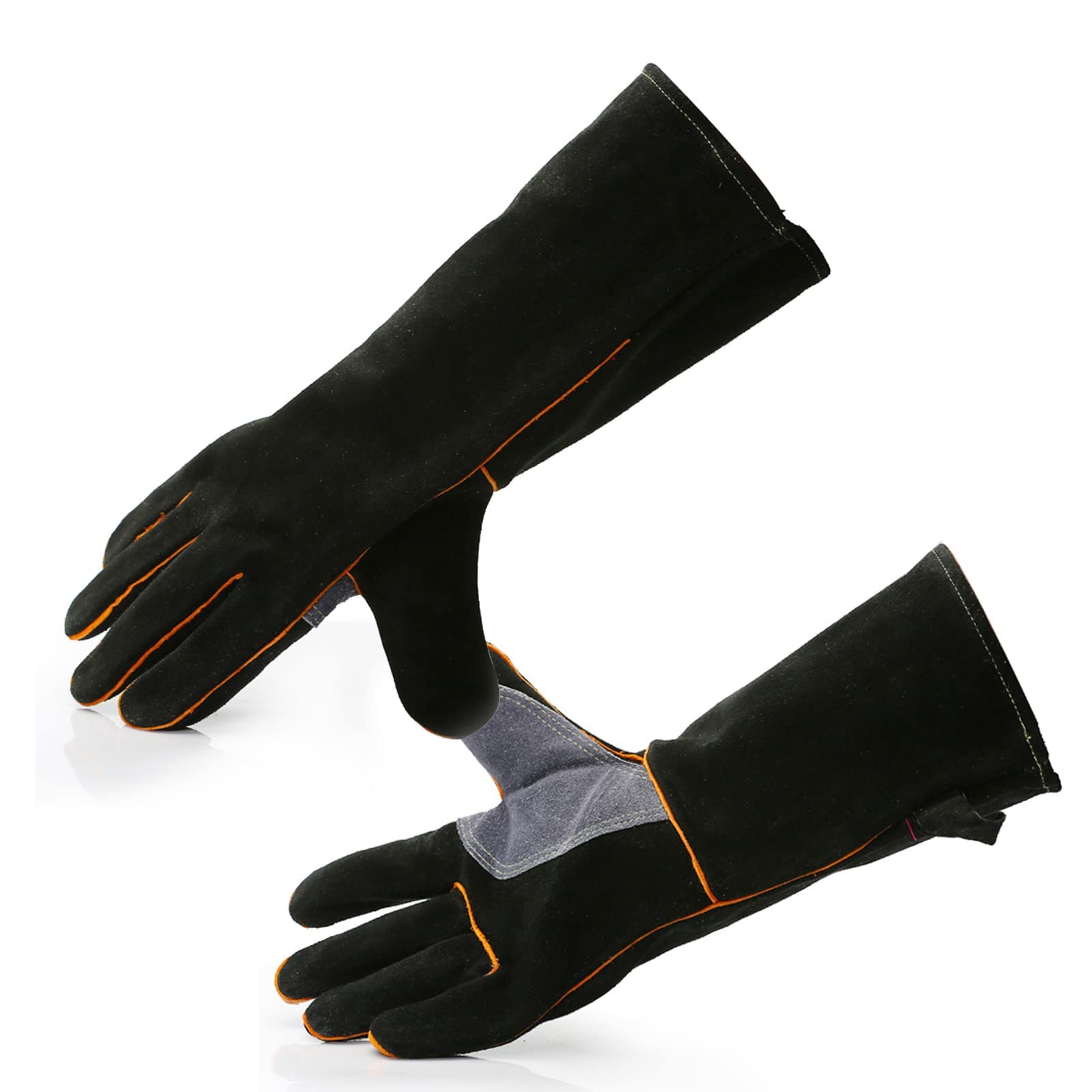 YOUYA Guantes de cuero extremadamente resistentes al calor y al fuego con costuras de Kevlar, perfectos para chimenea, estufa, horno, parrilla, soldadura, barbacoa, mig, soporte para ollas, manejo de