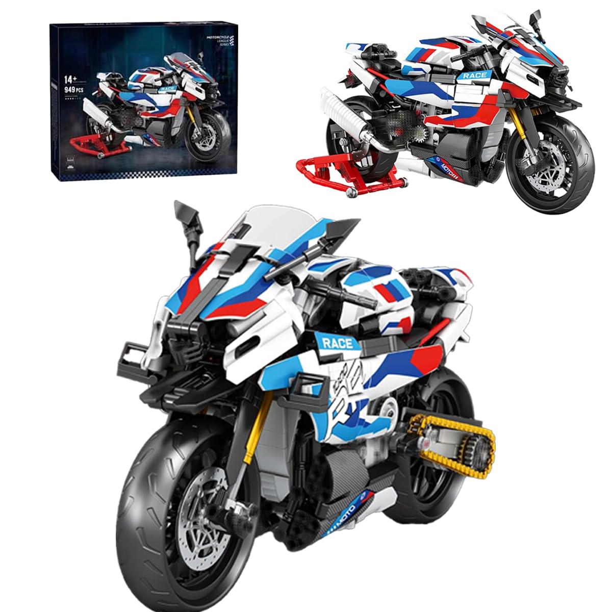 JOMIOD Technik Motorrad für 1000 RR Motorrad Modell, 998 Klemmbausteine Technik Geländemotorrad Bausteine, Superbike für Erwachsene