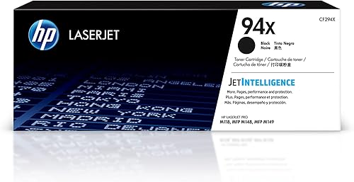 HP Cartucho de tóner negro de alto rendimiento 94X | Funciona con HP LaserJet Pro Serie M118; HP LaserJet Pro MFP M148, Serie M149 | CF294X, negro