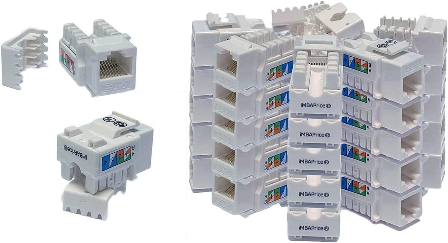 iMBAPrice (Pack of 50 Keystone Punch Down Jack Cat-5e RJ-45 - White