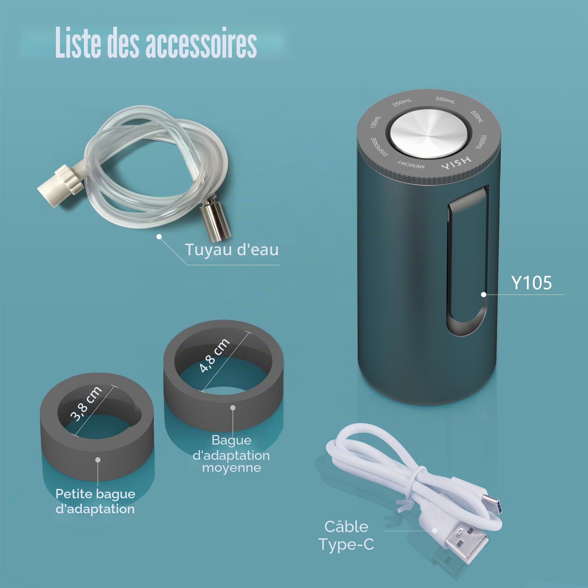 YISH Distributeur d'eau Automatique Pompe à Eau Froide Rechargeable USB 5 Gallons