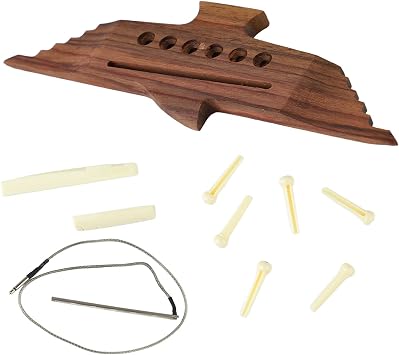 6-String Acoustic Guitar Bridge Set, Premium Rosewood Complete Accessory Kit for 6 String Acoustic Guitars - Includes 10PCS Bridge, Saddle, Nut, and Pin Pickup