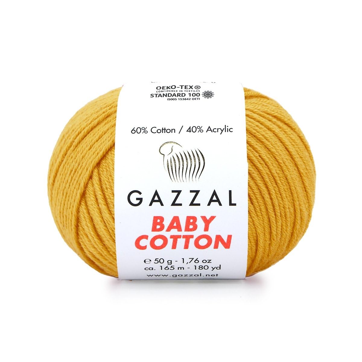 Baby Cotton Yarn, 165m, 50g, Soft Amigurumi Doll Animal, Crochet Knitting Thread Gazzal (Gold 3447) — image 1