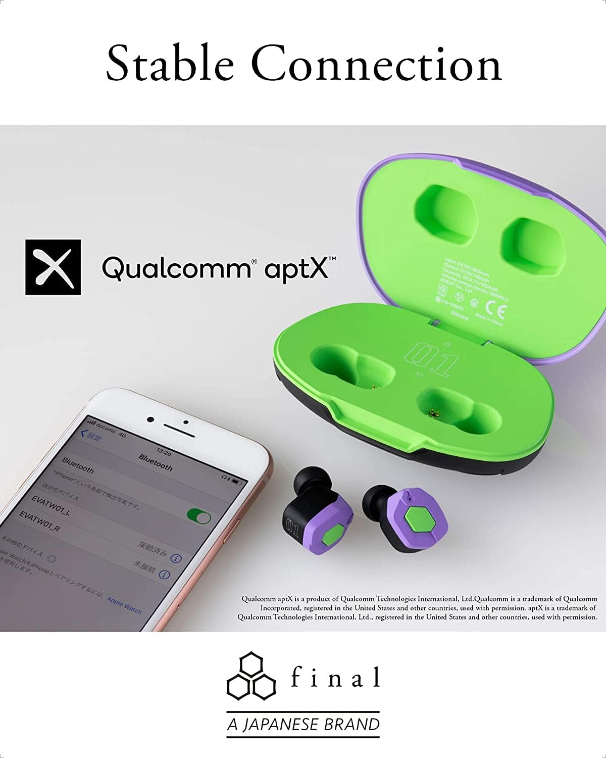 final x Evangelion Mark.06 Neon Genesis Manga Anime Collaboration True Wireless Earbuds, Original Voice Guidance By Ibuki Maya, Built-in Mic, 9+54 Hrs Playtime, Noise Isolation - Navy and Orange