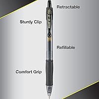 Vista 4 de PILOT Pen 15316 G2 Premium - Bolígrafos de gel con punta rodante, recargables y retráctiles, punta gruesa, color negro, paquete de 8