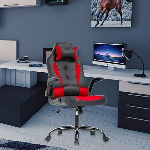 Miniatura 2 de Meet perfect Silla ergonómica para videojuegos, silla de oficina, silla de escritorio, silla de computadora de cuero, soporte lumbar y almohada para