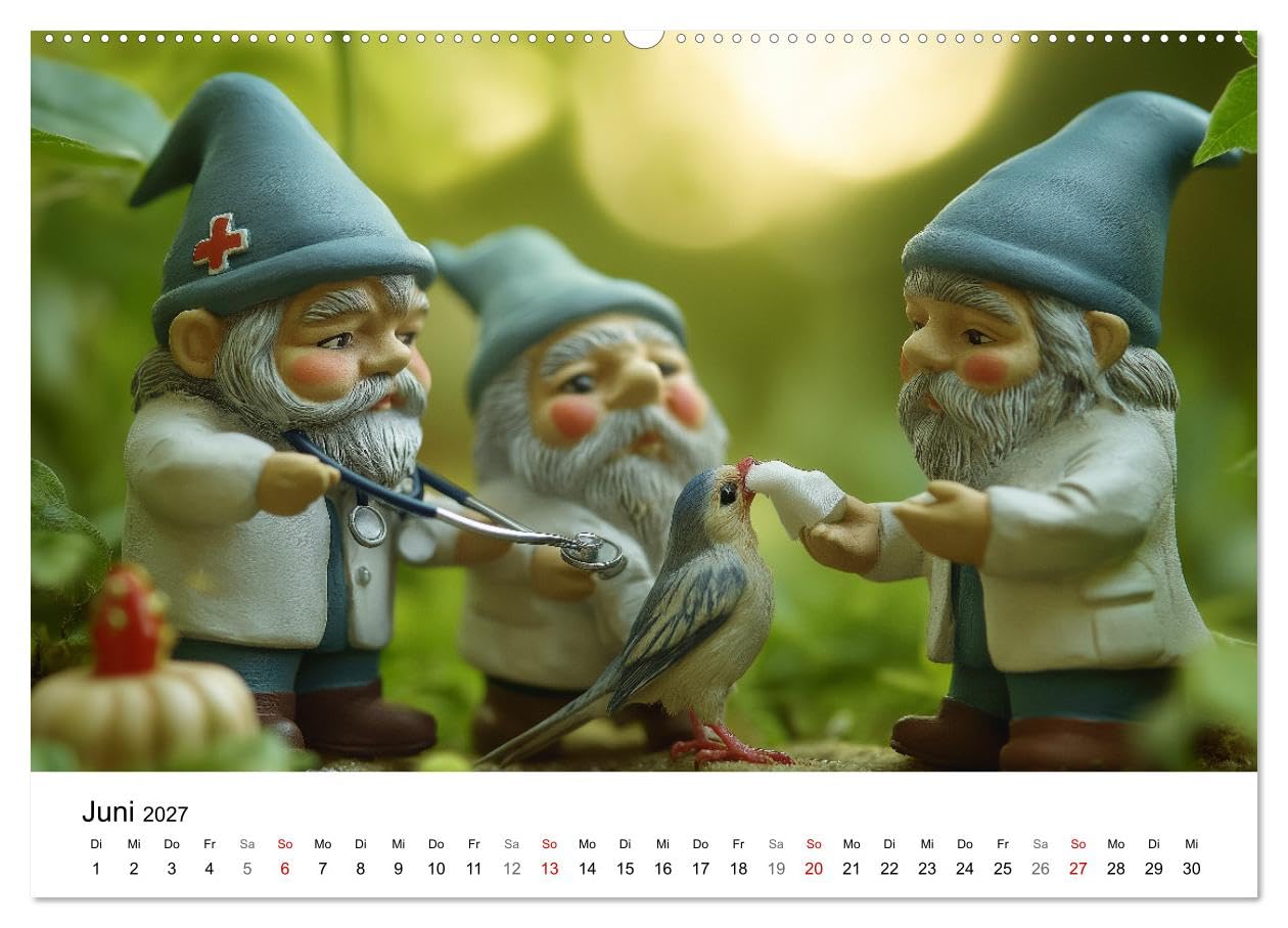 CALVENDO - Berufe der Gartenzwerge (Wandkalender 2027 DIN A2 quer), Monatskalender: Gartenkalender mit lustigen Gartenzwergen in Berufen - i für Gartenliebhaber, Familien und Kinder. Humorvoll, kreati