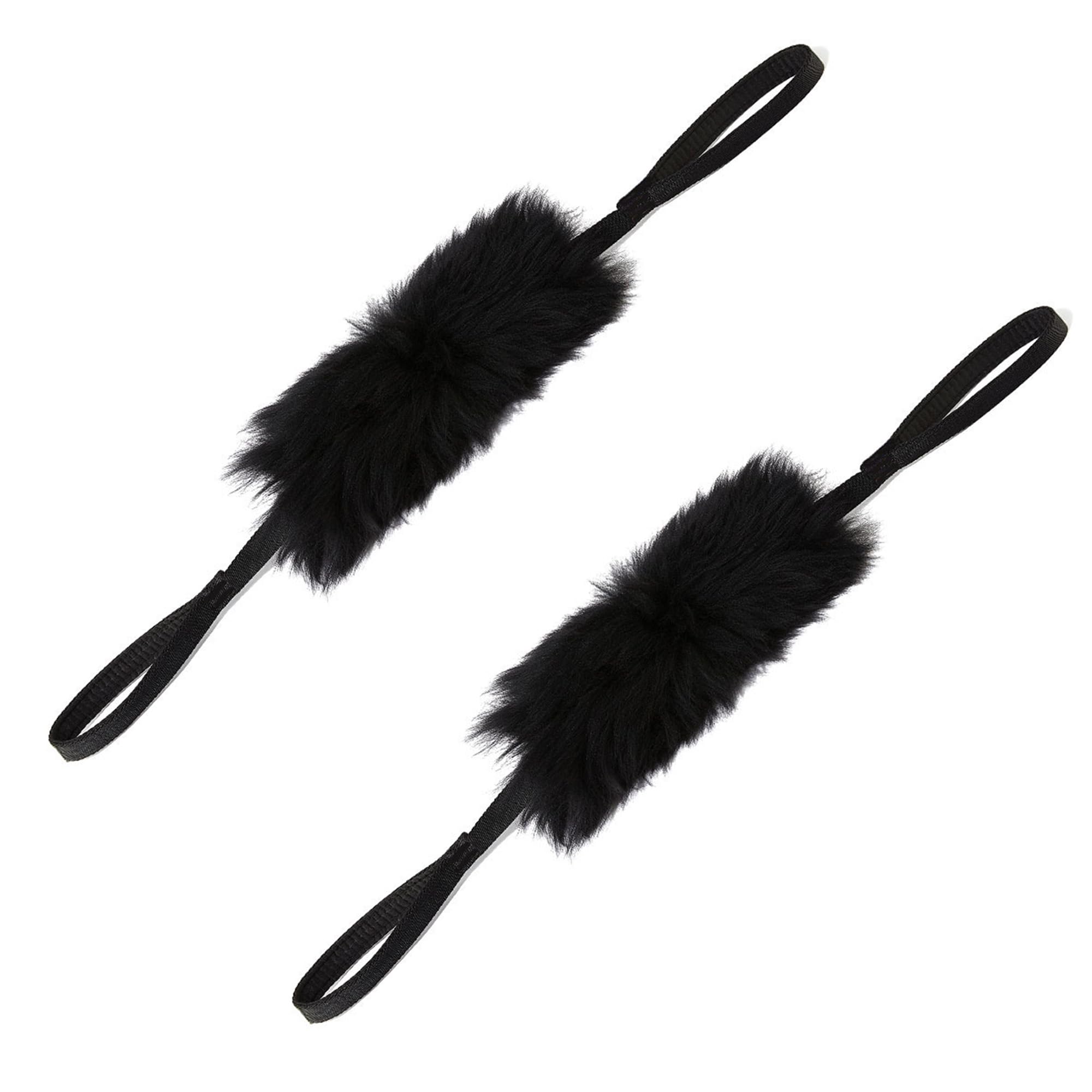 HOWGO Dog Rope Toy - Double Handle Dog Bungee Chaser Toy 100% Sheepskin,Sheep Smell Tug Toy for All Breeds(Black, 2Pack)