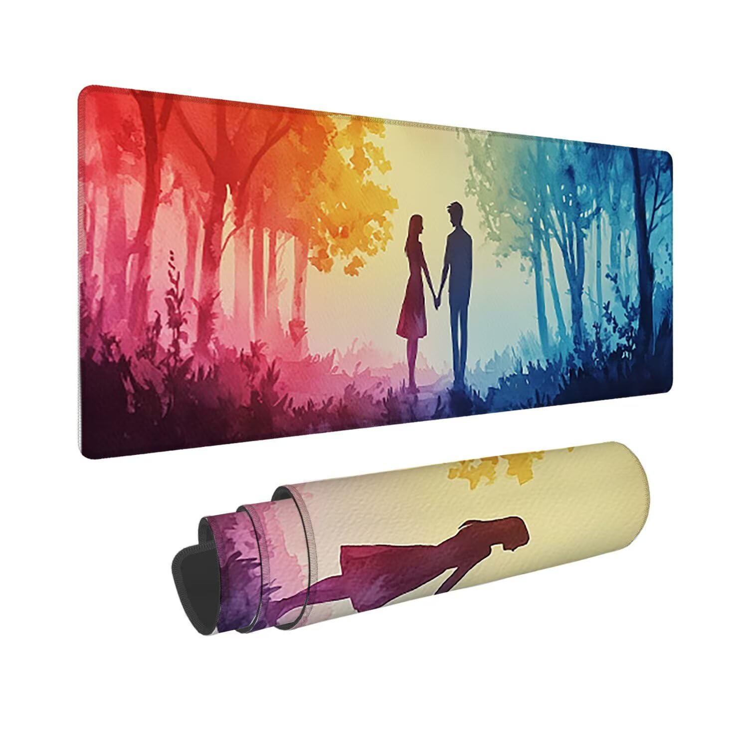Podkładka pod mysz do gier XXL duża mysz 1600 x 800 mm, duża podkładka pod biurko z antypoślizgową gumową podstawą dla graczy, poprawia precyzję i szybkość (pary lilii wodnych) o-760