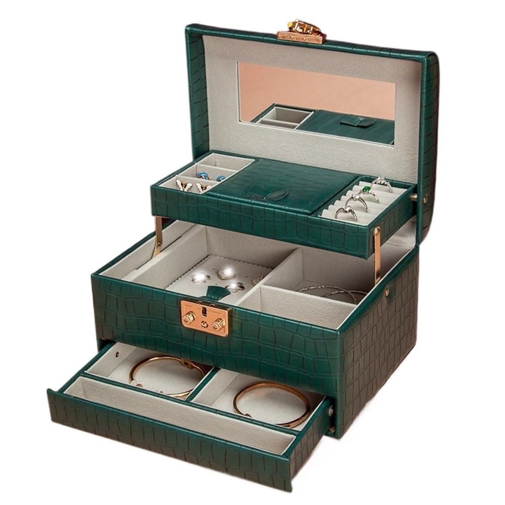 Xt4rPc2gD Jewelry Stand Organizer Leather Jewelry Organizer Box with Mirror Storage Jewellery Box