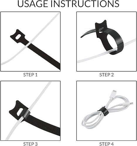 Miniatura 4 de 100-Pack 8 Inches Cord Organizer, Reusable Under Desk Cable Management System with Adjustable Cord Ties & Keepers for Ultimate Desk & Home Office