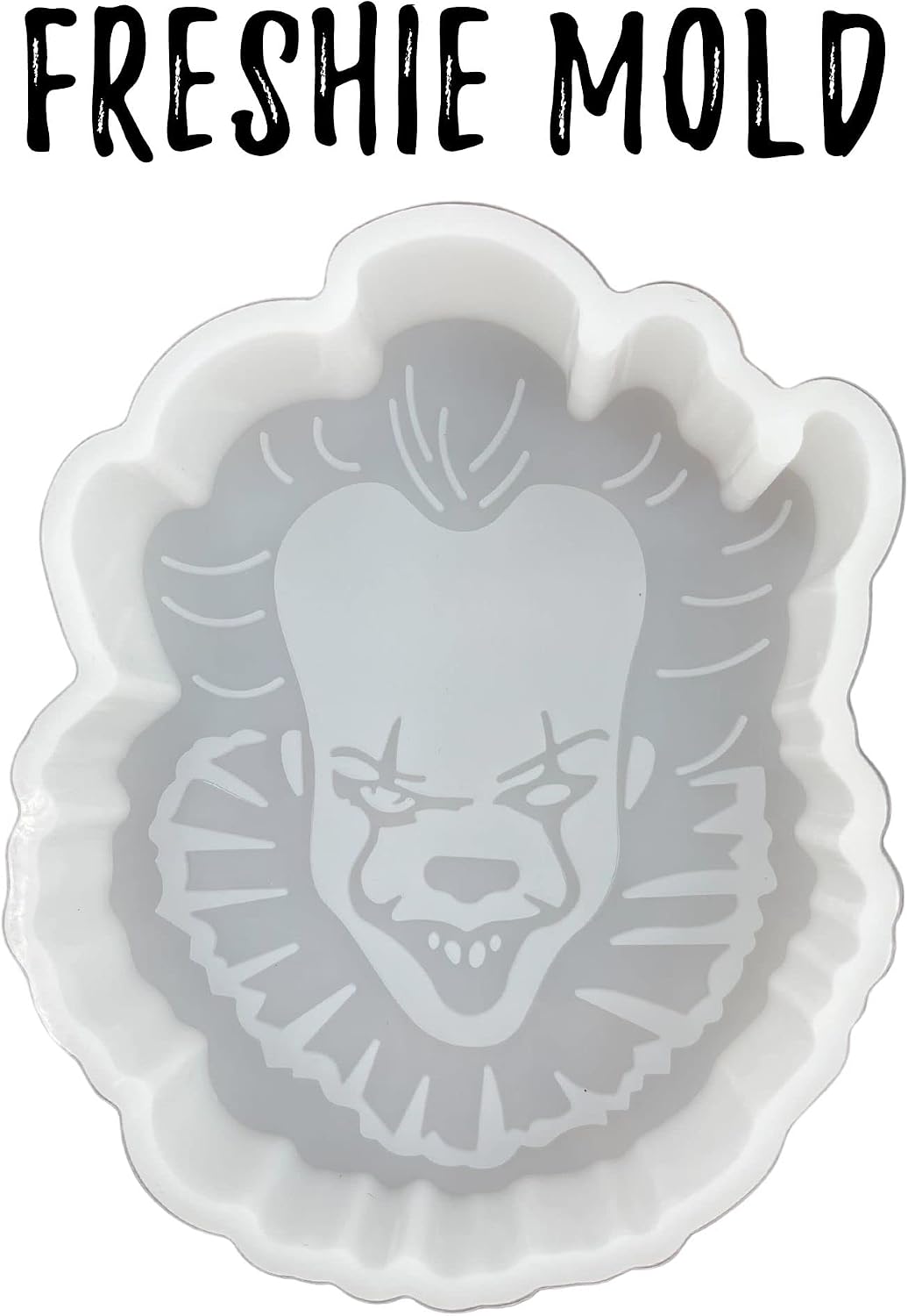 Halloween IT Penny Wise Clown Scary Fall Freshie Mold for Scented Cured Aroma Beads 4x3.1x0.8” Deep Western Country Resin, Car Candle, Soap, Freshie Oven Safe Silicone Heat Resistant