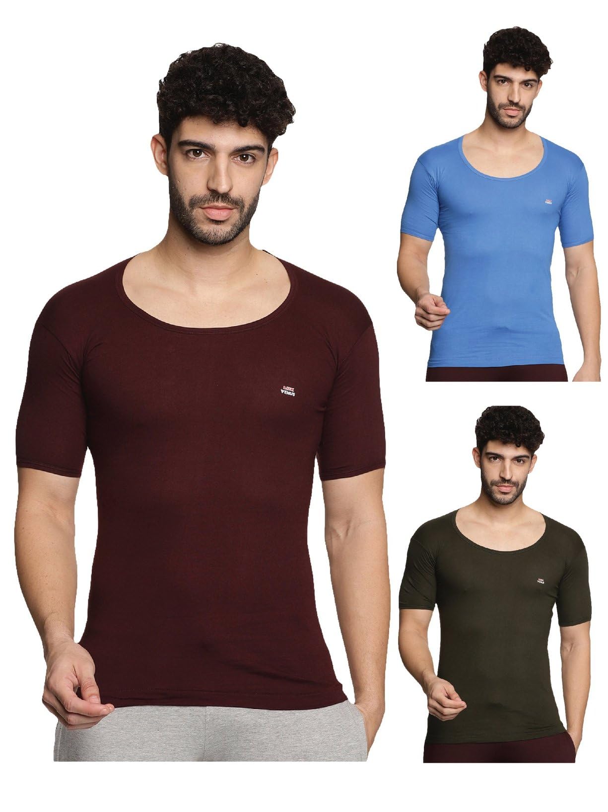 lux venus Men’s Color Half Sleeve Vest - 100% Cotton Baniyan (Color May Vary)-picture-25