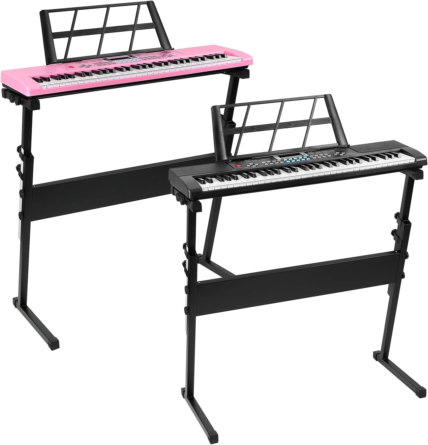 KOCASO 61-Key Portable Piano Keyboard - Multifunctional Electric Keyboard Piano with Adjustable Stand, Microphone, and Learning Features - Ideal Music Keyboard for Beginners (Black)
