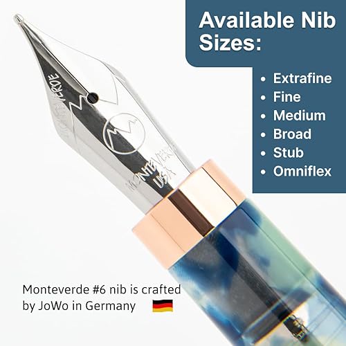 Miniatura 3 de MONTEVERDE Pluma estilográfica USA Mountains of the World (azul) - Punta omniflex - Exquisito bolígrafo de lujo para hombres y mujeres - Perfecto
