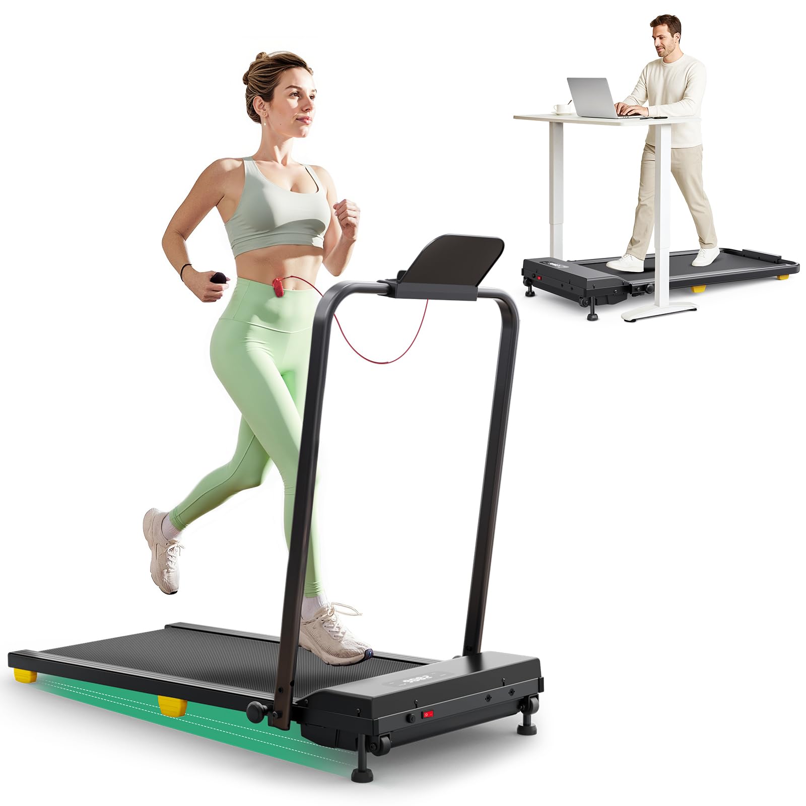 UREVO Tapis Roulant Elettrico da Casa con 9% Inclinazione, Tapirulan Pieghevole per Ufficio e Smart Working, 1-10 km/h, Salvaspazio con Doppia Ammortizzazione, Ideale per Camminata e Corsa Leggera