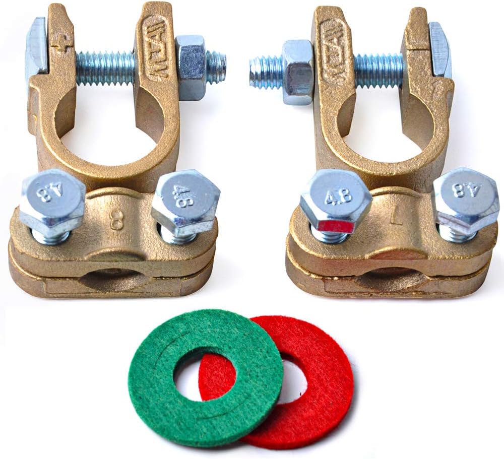 OTUAYAUTO Brass Battery Terminals Connectors Clamps - Battery Cable Terminal for Marine Car Boat RV Vehicles (1 Pair)
