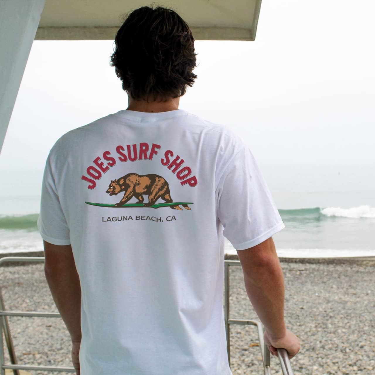 JOES SURF SHOP Men's Surfing Bear Logo Heavyweight Cotton Tee