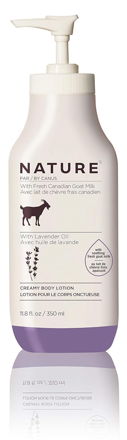 Nature by Canus Lavender Goat Milk Body Lotion, 11.8 oz – Creamy Moisturizer for Sensitive, Dry Skin, Rich in Vitamins A, B3, Zinc & Selenium