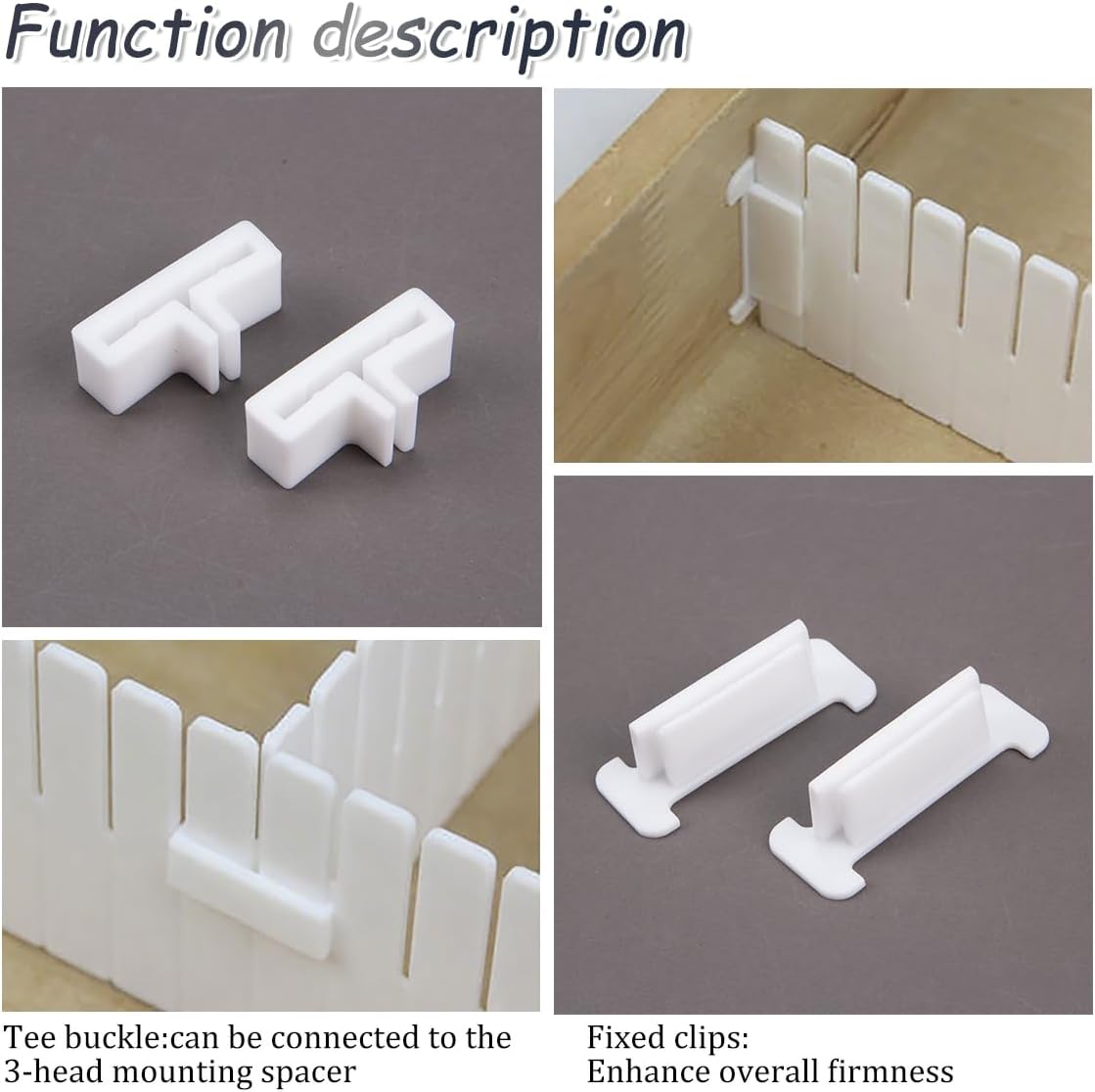 38Pcs Adjustable Drawer Divider Clips Holder Plastic Side Fixing Buckle for DIY Organization of Cosmetics Toiletries Drawer Partition Organizer Separators Rail Box Installation