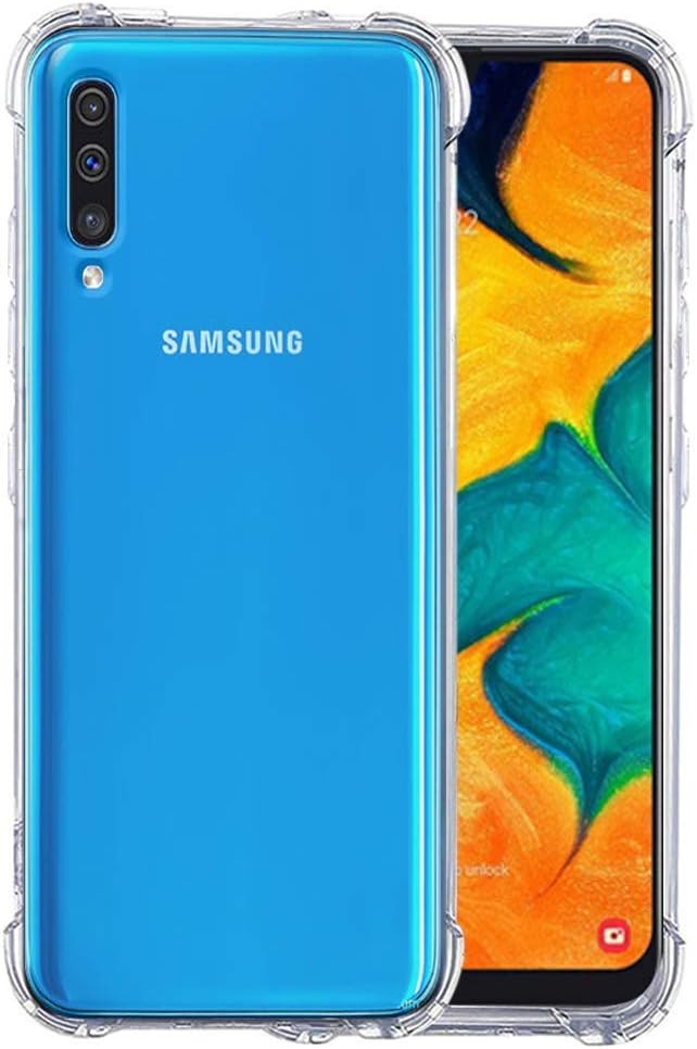 FIRST MART Samsung Galaxy A50 Case Back Cover [Drop Defense Series] Full Body Protective Soft Phone Mobile Cover with Screen Camera Protection Bumper Corner for Samsung A50 (2019) (Transparent)