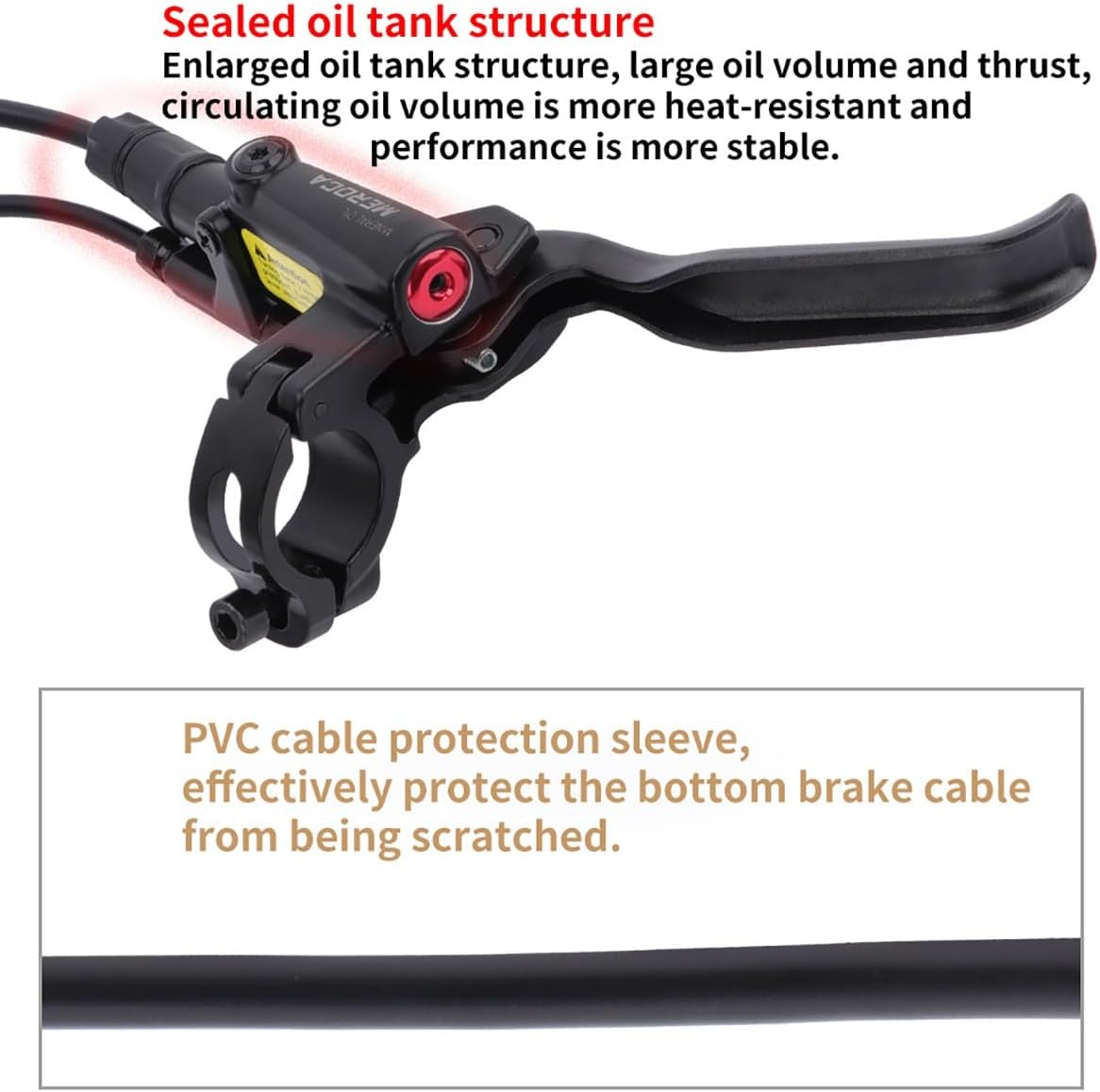 E-Bike 2-PIN Hydraulic Disc Brakes Set for 160mm Rotors 2-Pistons Front 800mm Rear 1500mm Hydraulic Brake Lever Included Mounting Adapter