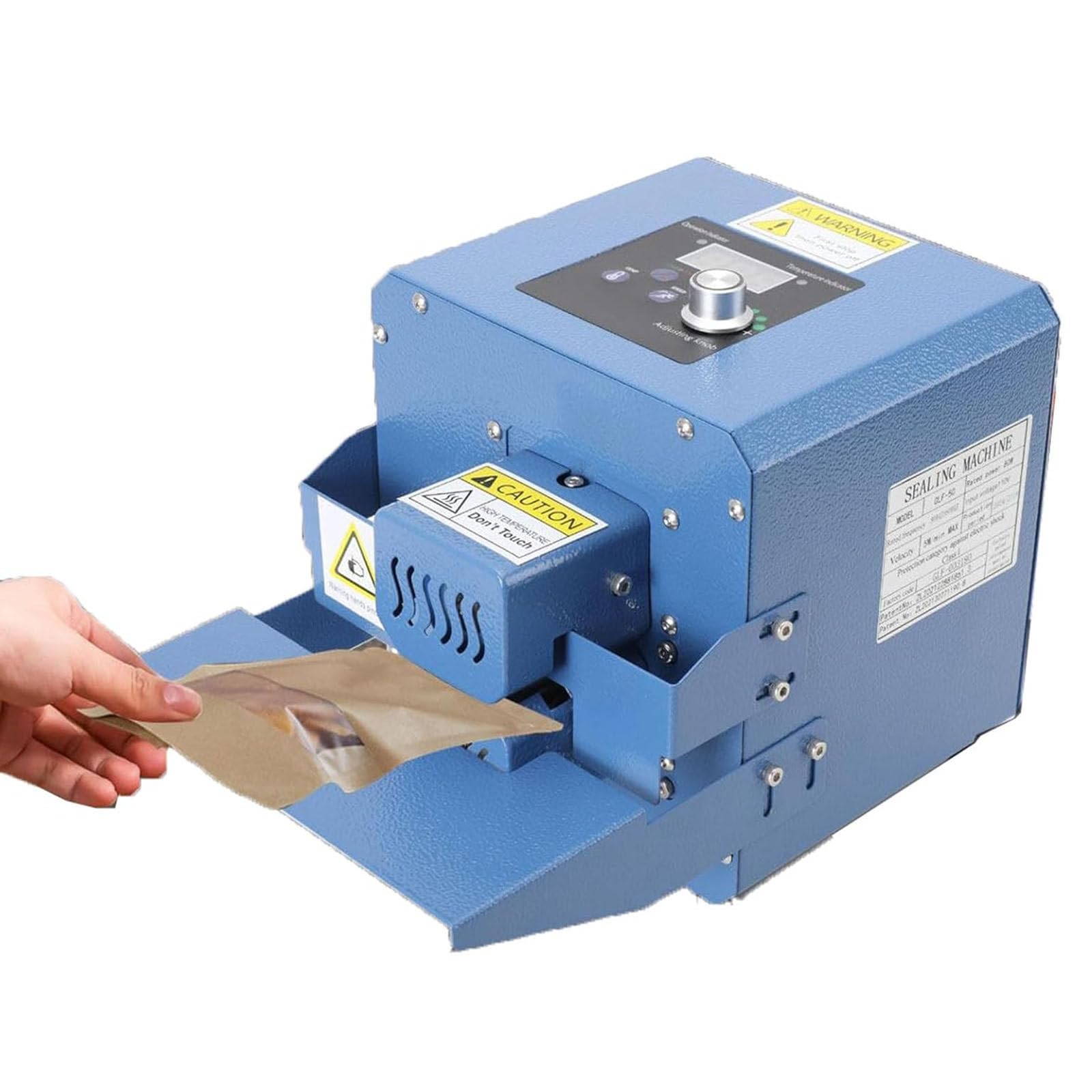 Sigillante automatico per sacchetti di alimenti per biscotti, tè e altro ancora, ideale per piccoli negozi e cucine domestiche, funzionamento veloce 5 m/min