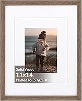 Vista 24 de KINLINK Marco de Fotos 11x14 Natural, Marco de Madera Maciza 11x14 con Plexiglás Acrílico para Fotos 5x7/8x10 Con Paspartú, Exhibición de Mesa