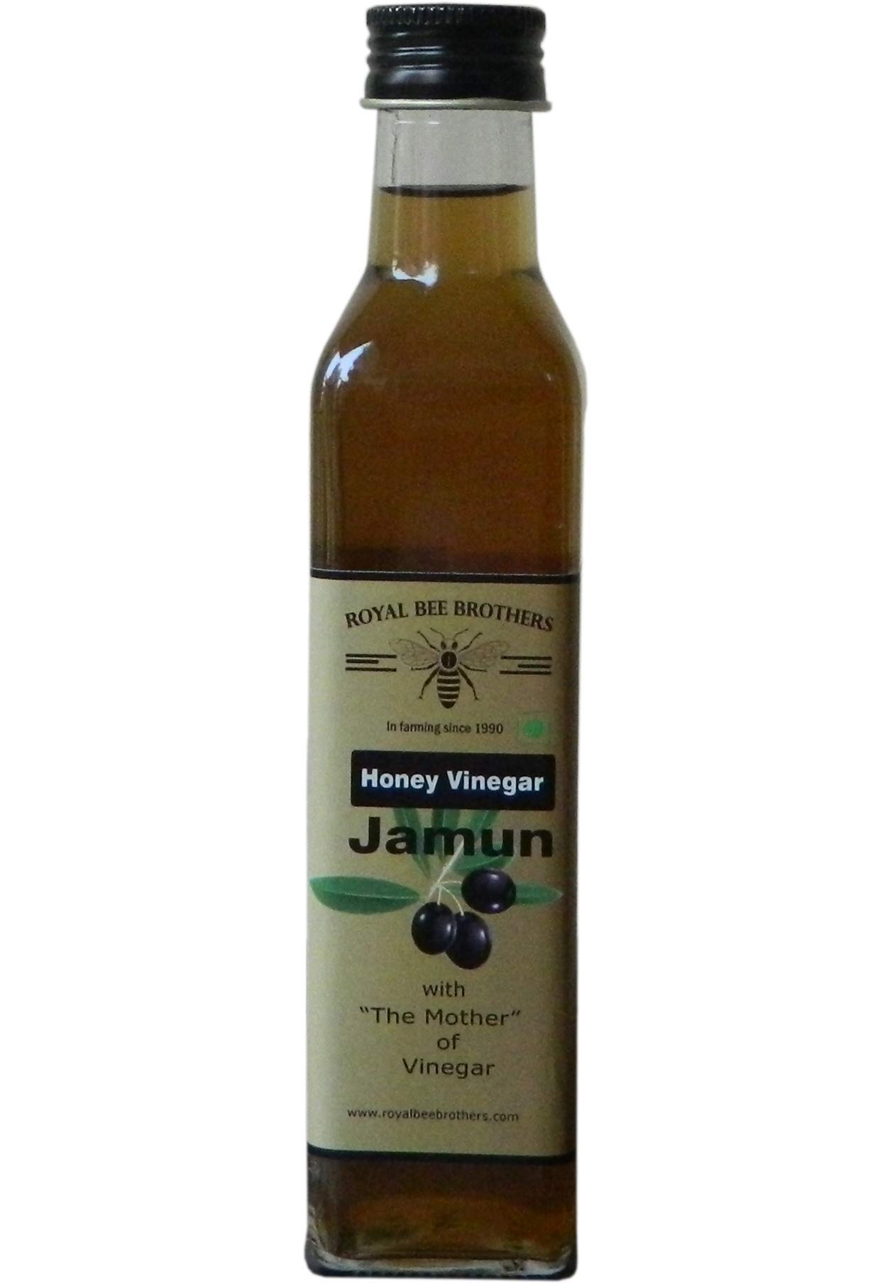 Royal Bee Brothers | Honey Vinegar with The Mother | Prepared Through Ayurvedic Method | 100% Natural, Raw, No Chemical No Preservative, Unfiltered, 500 ml Glass Bottle