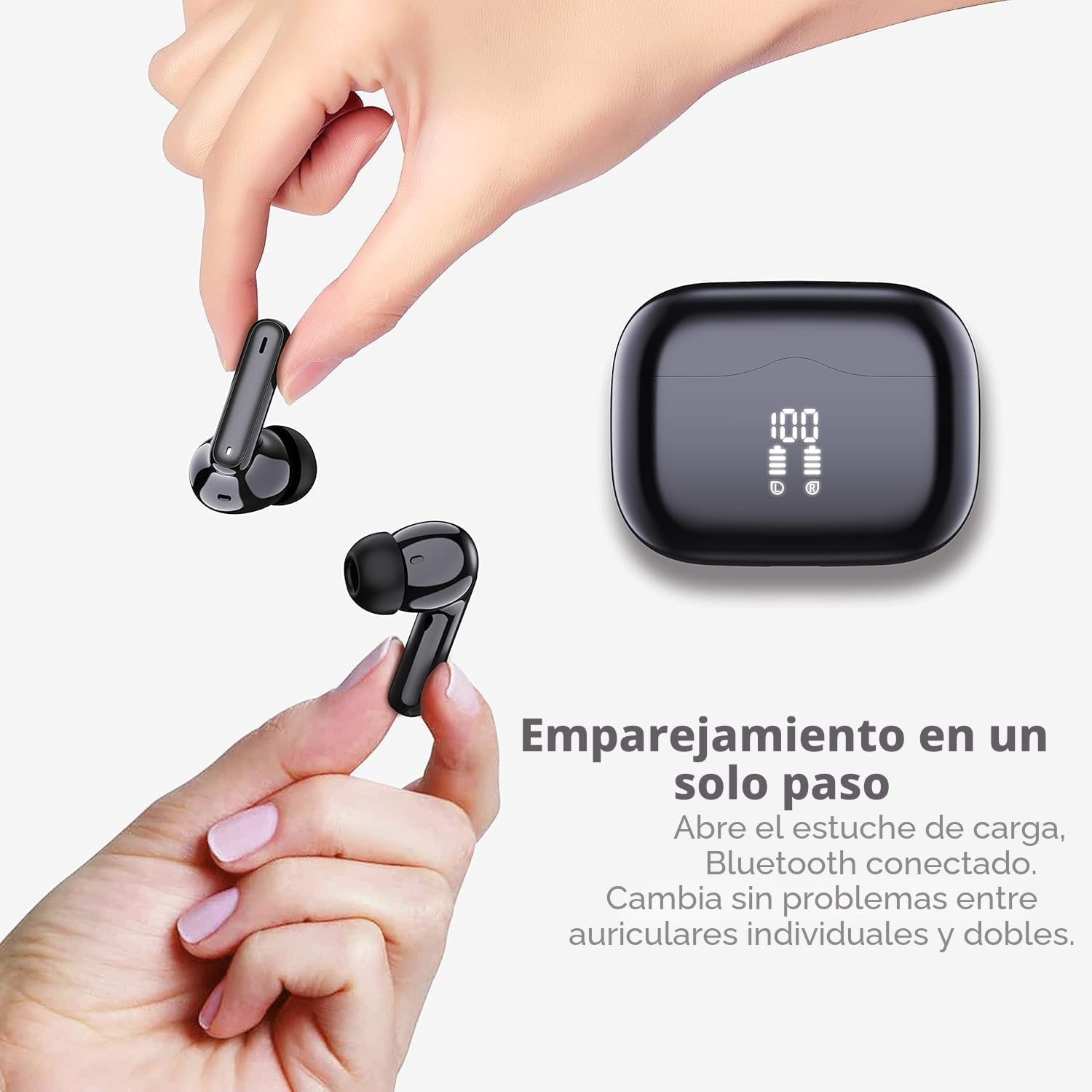 Auriculares Inalambricos Bluetooth, Auriculares Bluetooth 5.4, 40H HiFi Estéreo Cascos Inalambricos con Reducción de Ruido 4 Mic, Pantalla LED, IP7 Impermeable, Audifonos Carga Rápida, Ajuste Cómodo