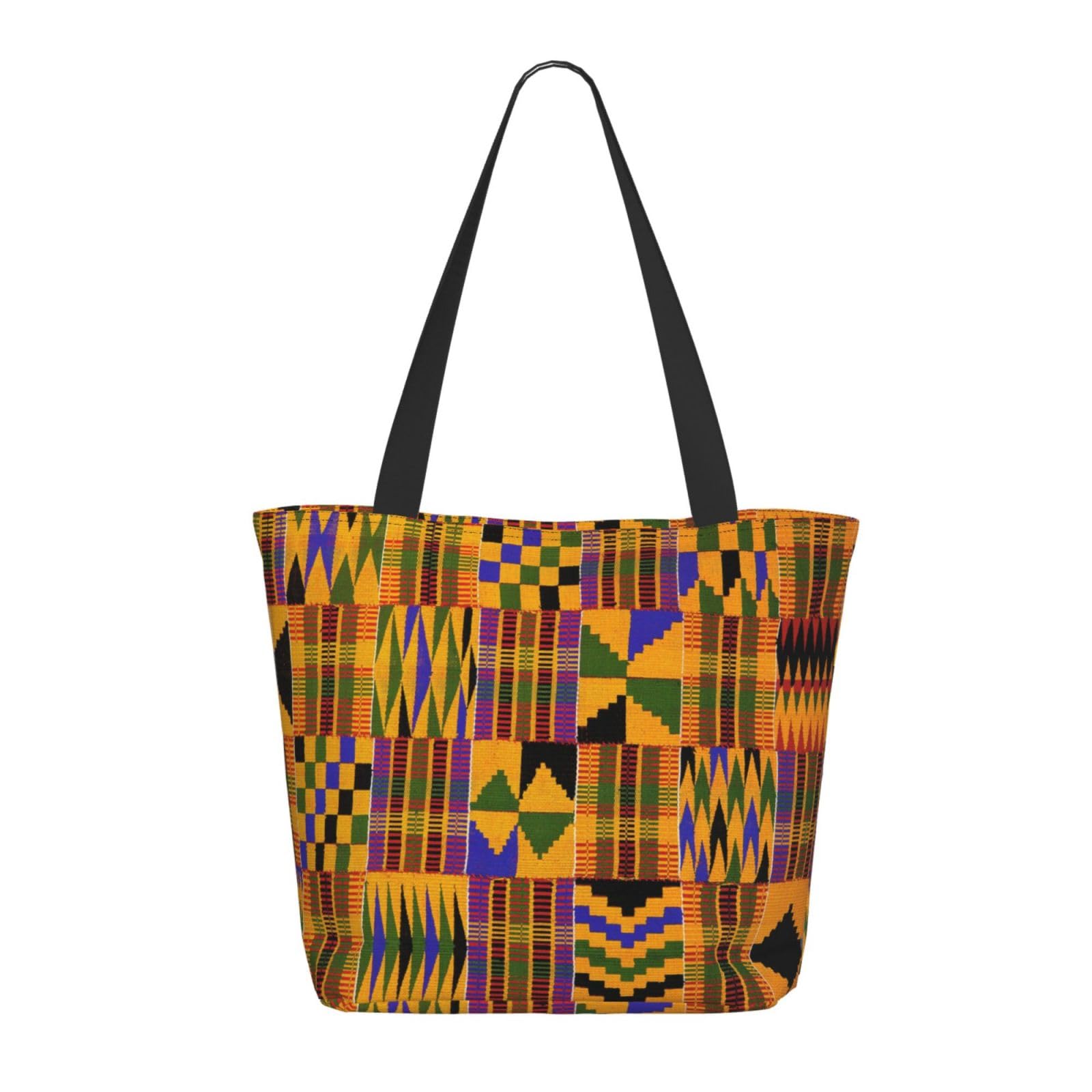 AABSTBFM African Weaving Printed Shopping Bags For Women Ladies Girls - Reusable Zipper Shoulder Tote Bag, Grocery Bags, Shopper Handbag, And Beach Bag